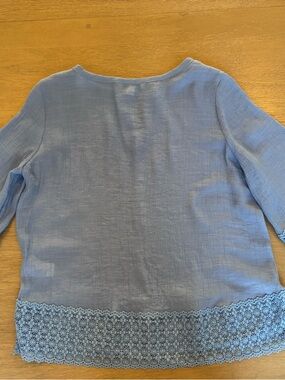 Counterparts Blue Keyhole Neck Blouse